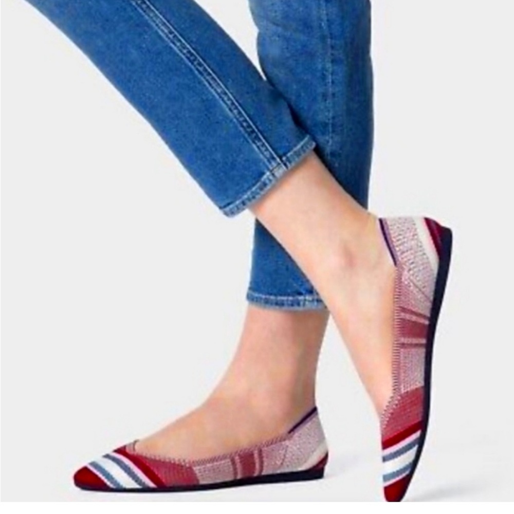 Rothy's RETIRED Red Varsity Stripe Knit Flats 7.5